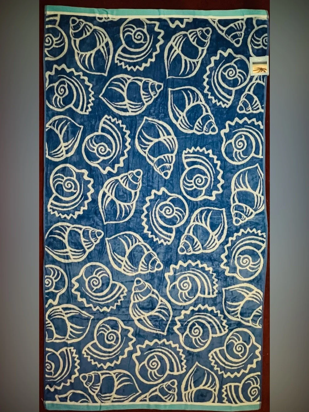 Blue Seashells Beach Towel